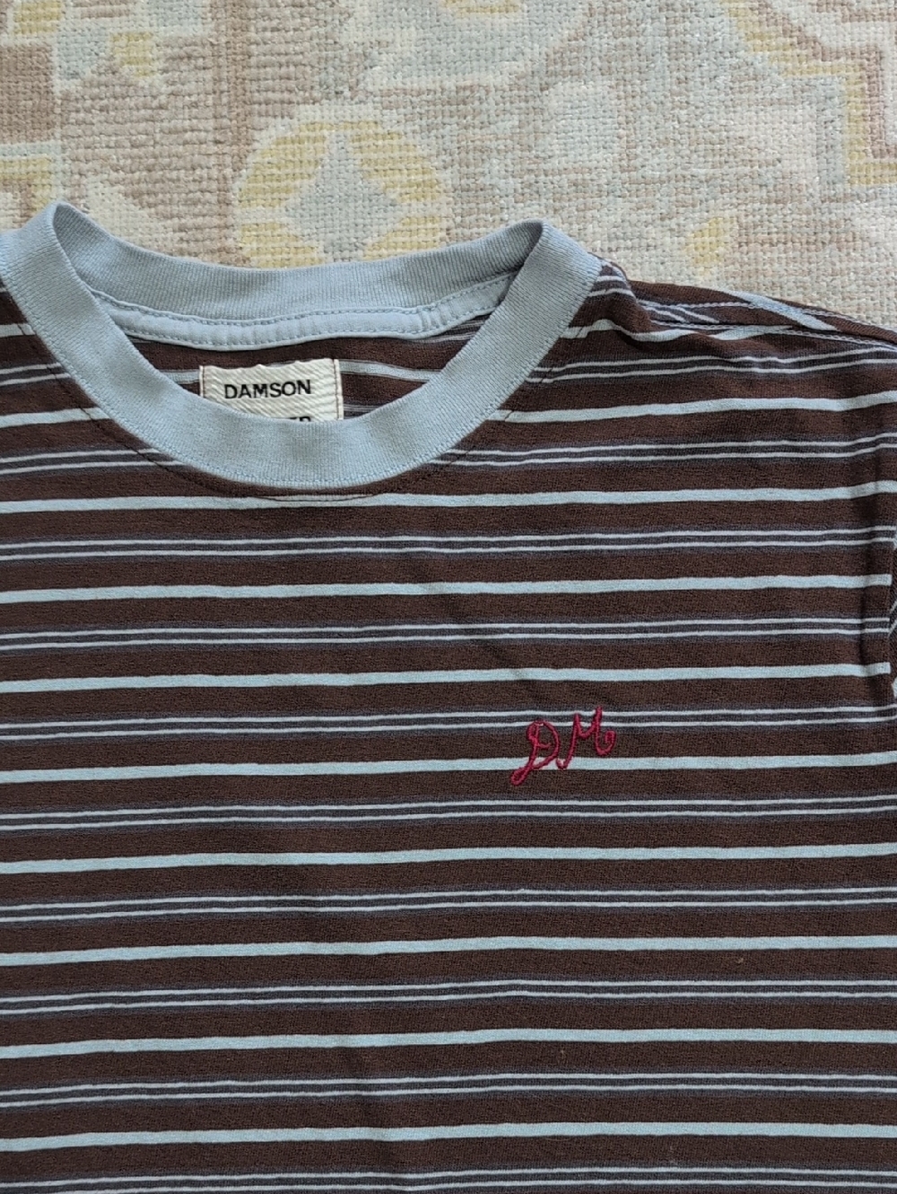 Damson Madder Ariel Relaxed Tee - brown/blue stripe - Picture 3 of 7
